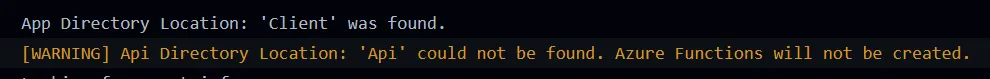 GitHub Actions logs with a missing API warning